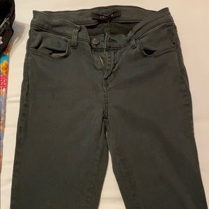 j brand dark army green skinny jeans